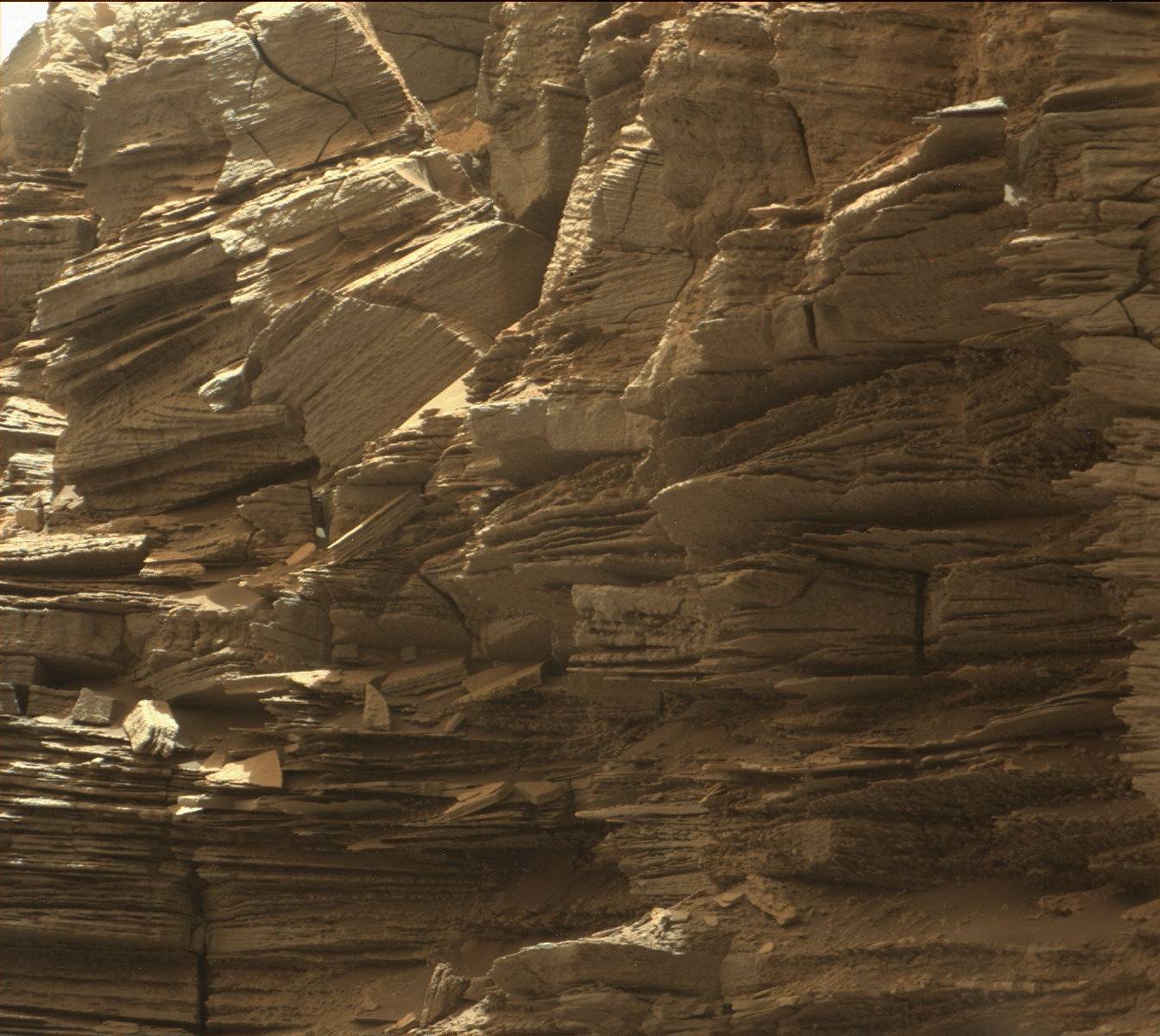 Rock layers in the Murray Buttes area in lower Mount Sharp They look like rocks formed at the bottom of lakes and their chemistry proves it.