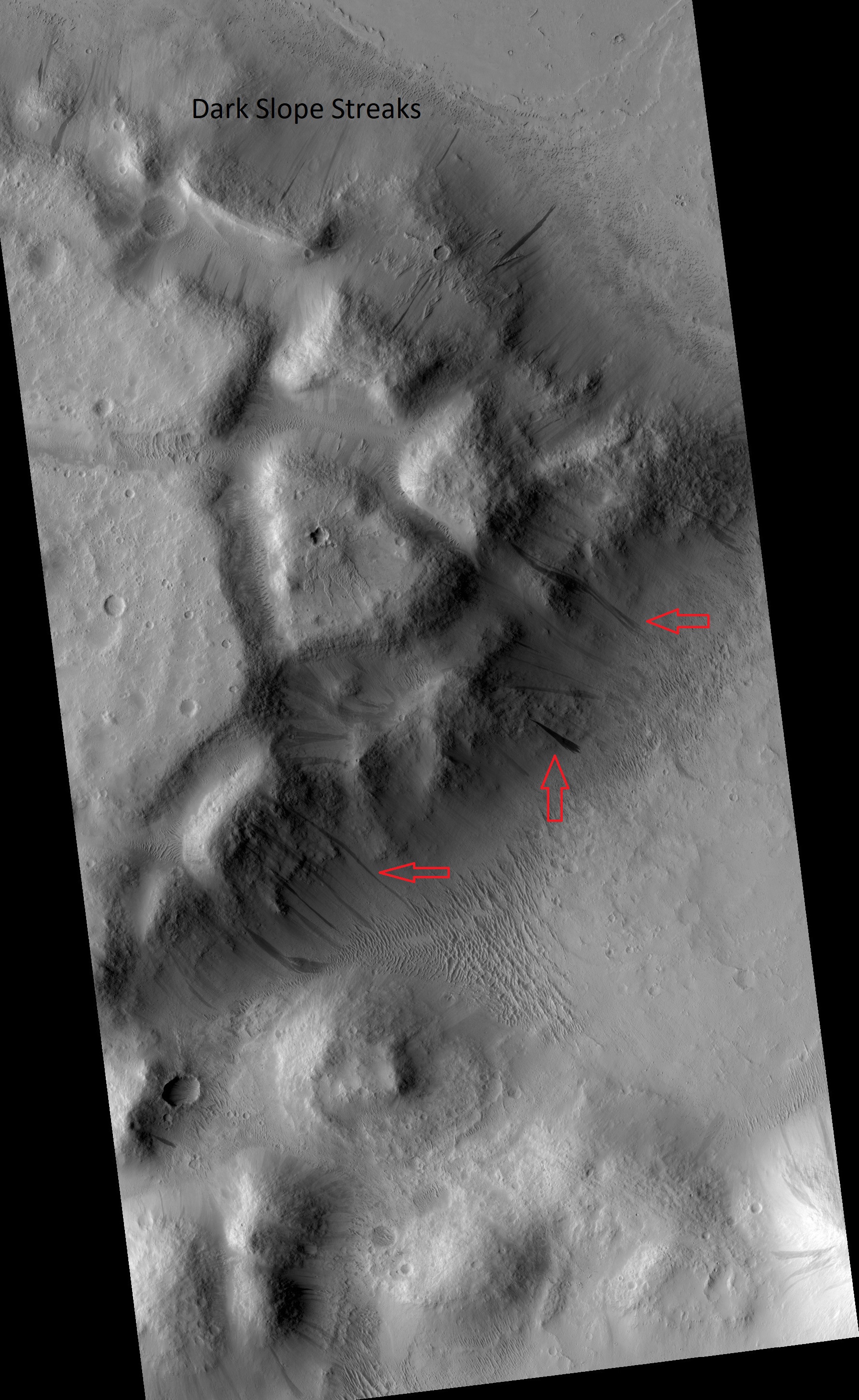 Streaks along a mesa
